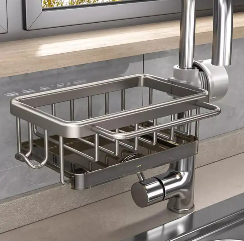 Cucina in acciaio inox lavello scolapiatti spugna di stoccaggio rubinetto Rack portasciugamani scaffale organizzatore accessori da cucina