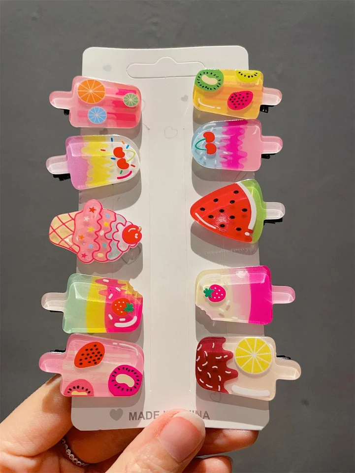 Cute Ice Cream Hair Clips Set for Summer