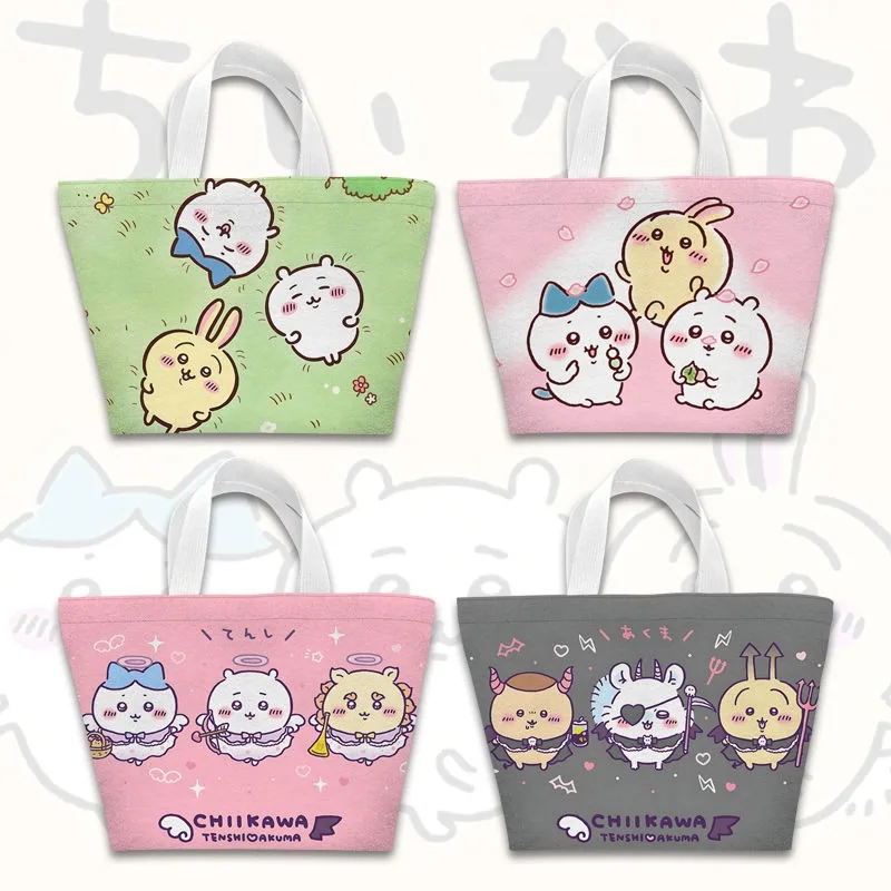 

Chiikawa Handheld Bag Usagi Cartoon Cute Canvas Double Sided Pattern Lunch Box Student Work Portable Meal Bento Bag Commute Gift