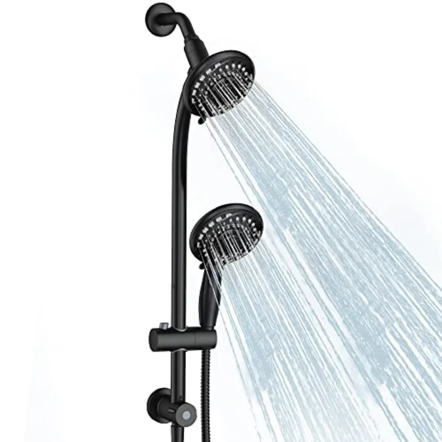 

Handheld Showerhead and Rain Shower Combo for Easy Reach, 27.5" Drill-free Stainless Steel Slide Bar, 5"of 5-setting Handheld S