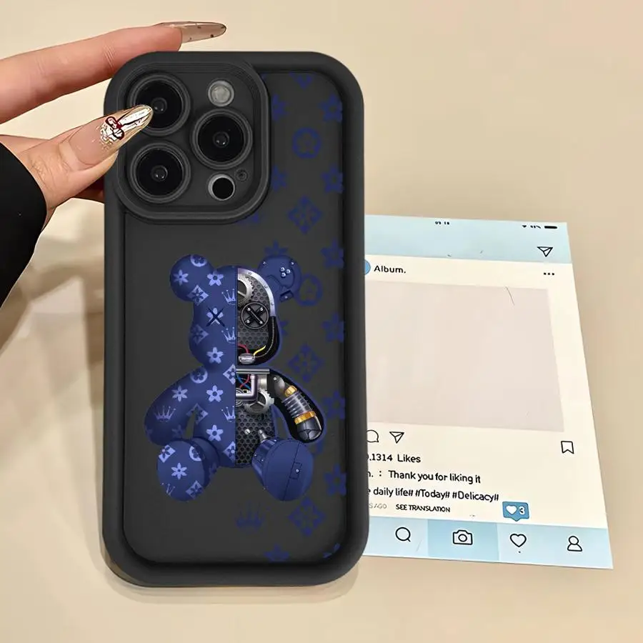 Casing Cangkang Lunak untuk iPhone 16e 14 + 11 14 12 15Pro 15 Plus 16 Pro Max 13 13Pro 16 + Mode Lucu Beruang Robert
