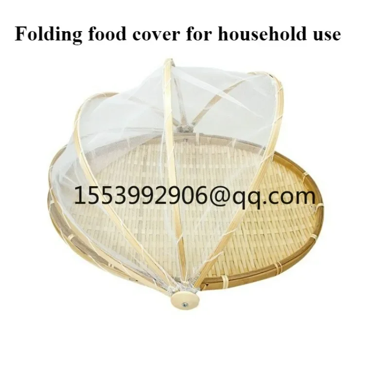 Household folding meal cover leftover artifact bamboo braided fly-proof vegetable cover dust-proof dining table cover