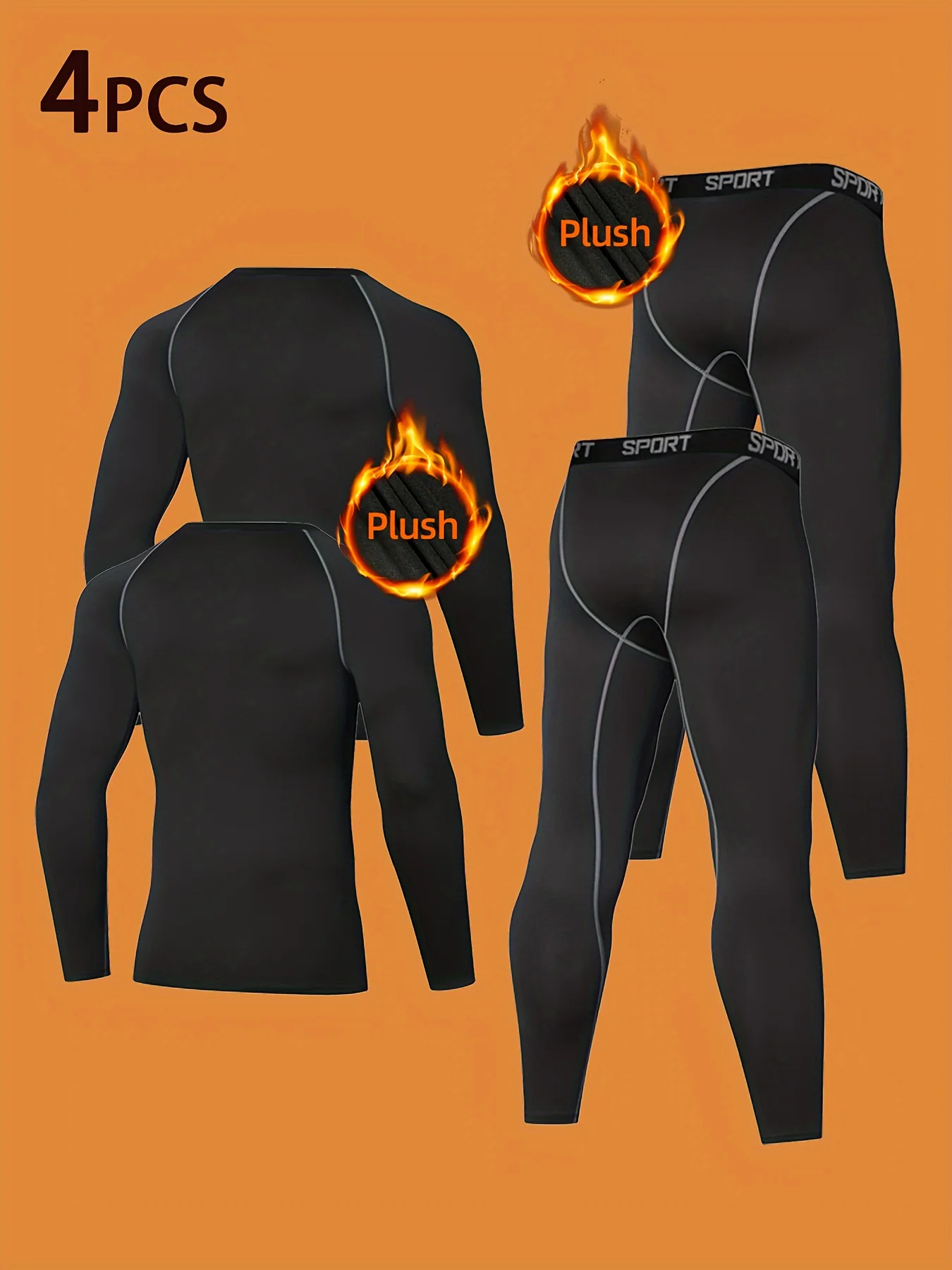 Autumn and winter men's warm suits, elastic training sportswear, high elasticity and freedom, breathable and quick-drying