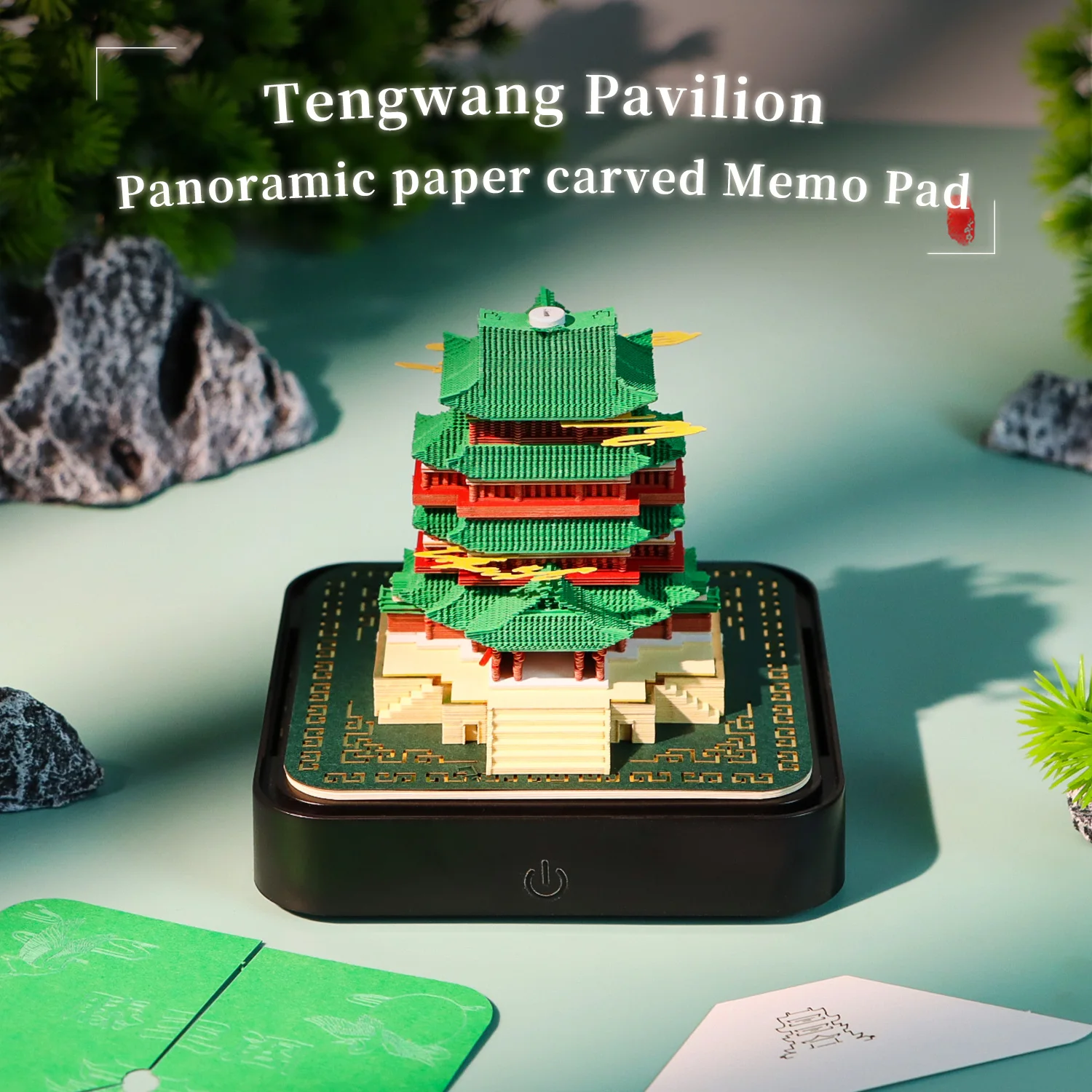 

Notepad Art 3D Paper Sculpture Gift Tengwang Pavilion Model Desktop Ornaments Office Accessories