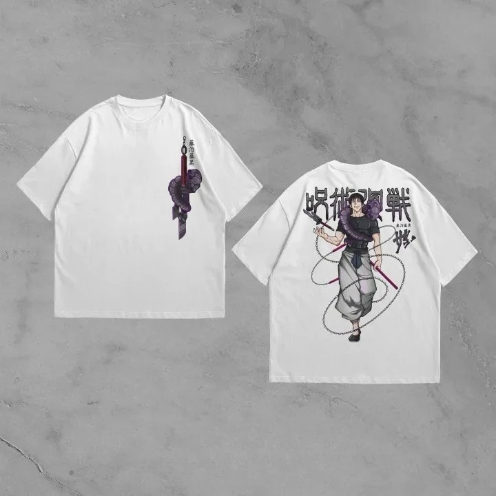 2026 Sommer Jujutsu Kaisen Anime Fushiguro Toji Bedrucktes Lockeres Kurzarm-T-Shirt aus Reiner Baumwolle für Kinder Unisex Lässig Oversize