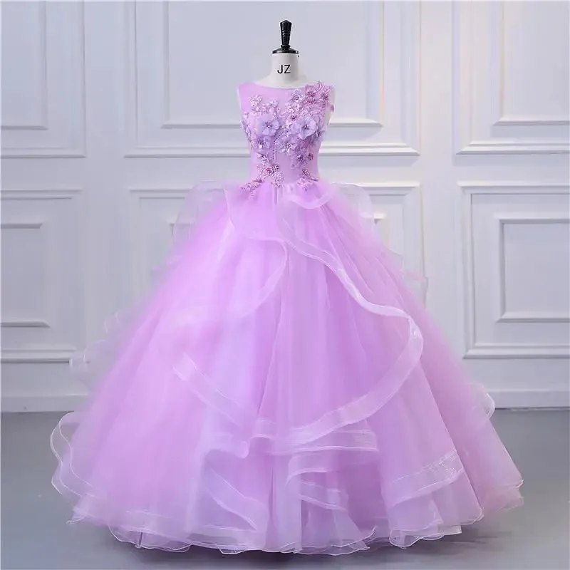 

2026 Women's New Round Neck Colorful Embroidered Wedding Dress and Evening Dress Fashionable Slim and Long Banquet Puff Skirt