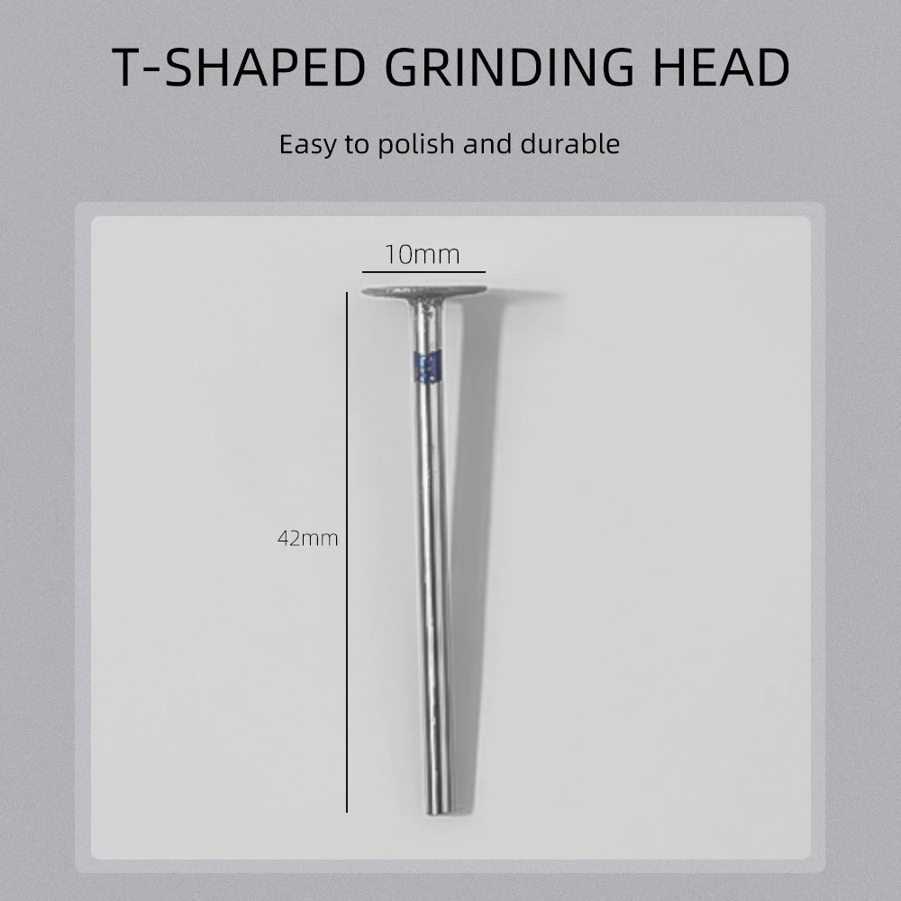 Tête de meulage mince améliorée en forme de T, 42mm10mm10mm, foret à ongles Durable et facile à polir pour manucure 1 pièce