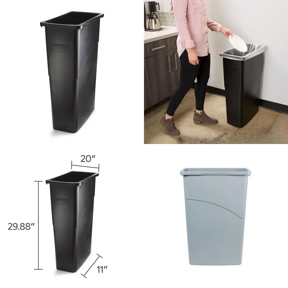 

Staples Coastwide 2625781 23 Gallon Black Plastic Indoor Trash Bin Without Lid