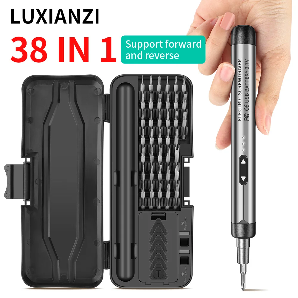 

LUXIANZI 38 in 1 Precision Electric Screwdriver Set Magnetic S2 Bits Mobile Phone Multifunction Mini Repair Tool Screw Driver