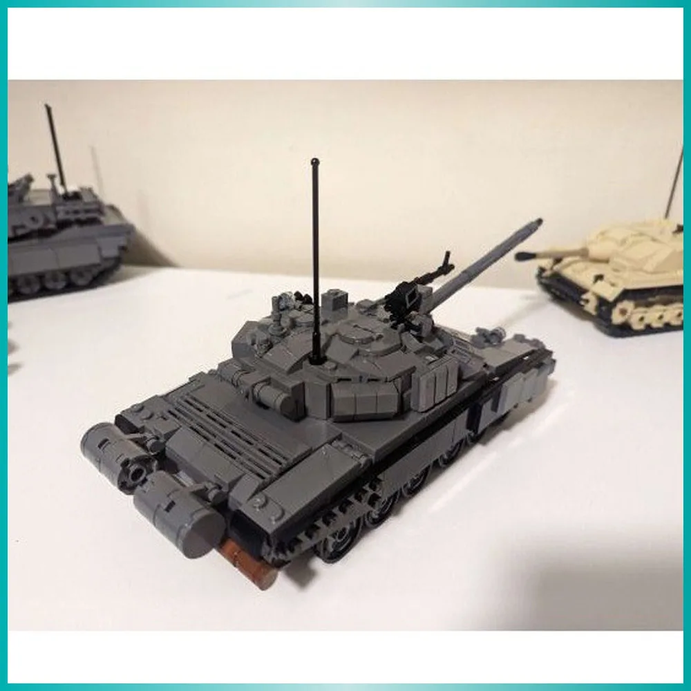 MOC Military Weapon T-72B3 Main Battle Tank Tracked Armored Vehicle Model Brick DIY Assembly Children's Toy Gift