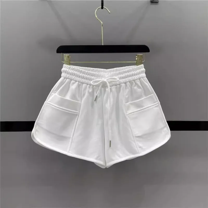 Estate 2024 nuovi pantaloncini sportivi per il tempo libero da donna elastico in vita Versatile con coulisse pantaloni larghi e sottili a-line a gamba larga