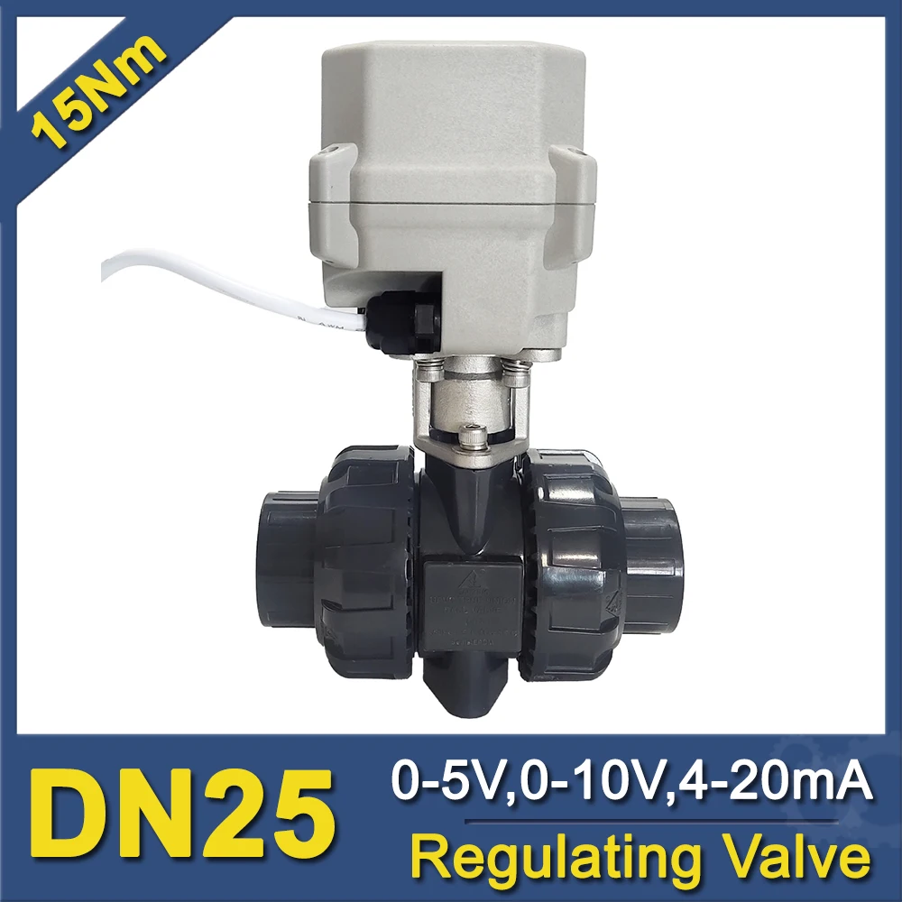 

DN25 Electric Control Valve U-PVC True Union End , 2" Adjusting Valve analog control signal 0-5V, 0-10V or 4-20mA output 4-20mA