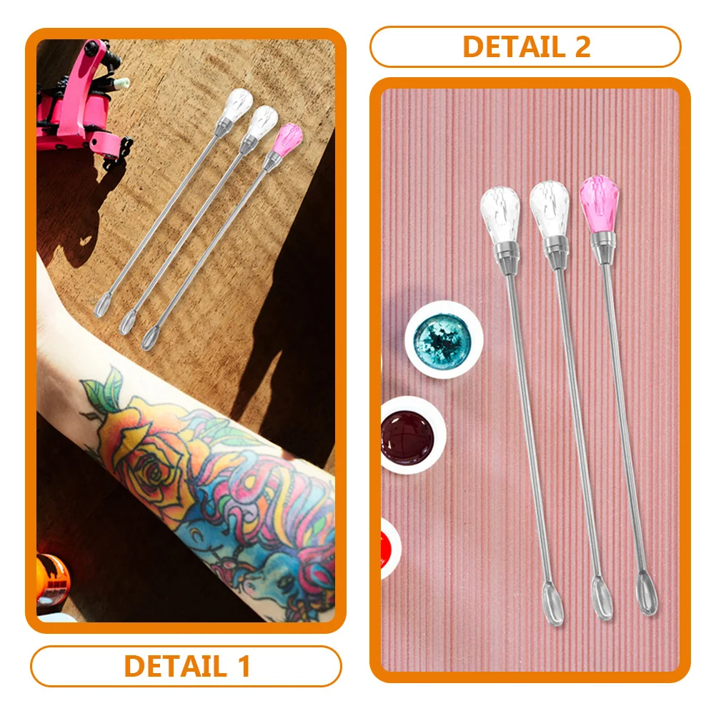 9Pcs Stirring Stick and Spoon Set Metal Pigment Mixer for Tattoo Ink Brow Powder Mixing DIY Art Tools Ink Mixer