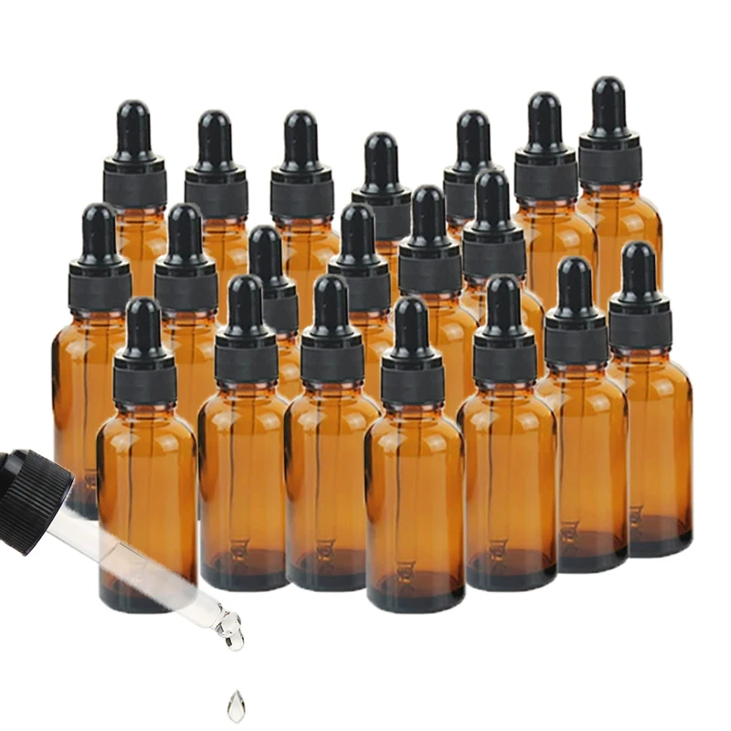 6~24pcs 30ml Empty Glass Dropper Bottle Perfume Container with Pipette for Essential Oil Aromatherapy Refillable Cosmetic Bottle