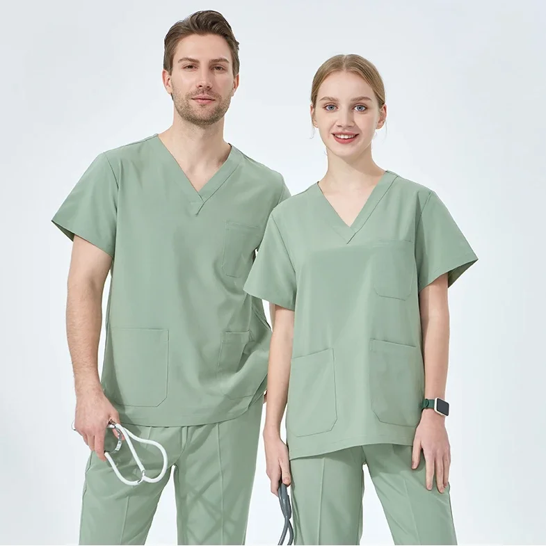 Customizable LOGO Sport Medical Scrub Set Performance Stretcg and Comfortable - Top and Pant Doctor Nurse Outfit Scrubs Uniform