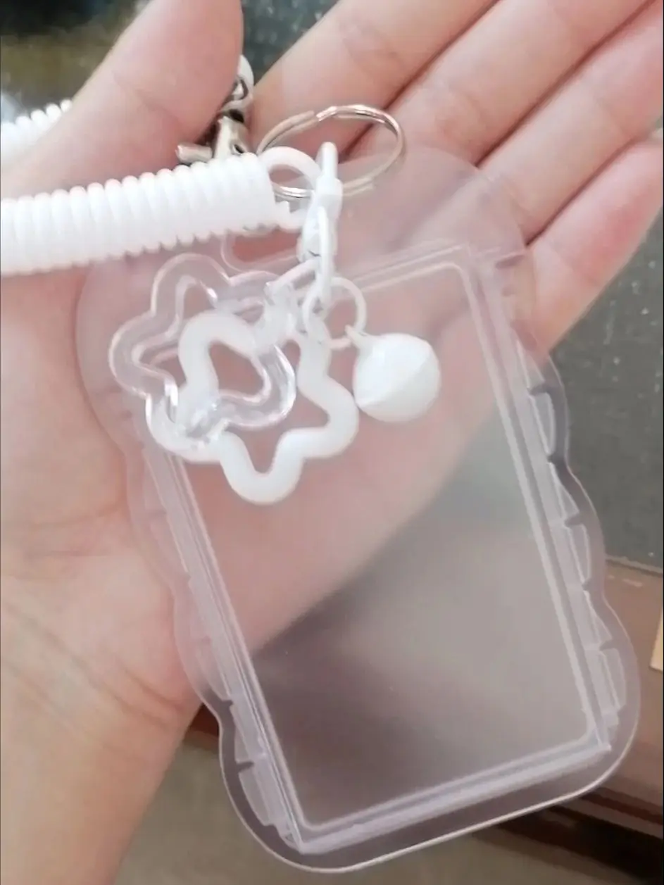 Transparent Card Holder With Hanging Ornament Bus Metro Campus Meal ID Work Badge Protector for Students