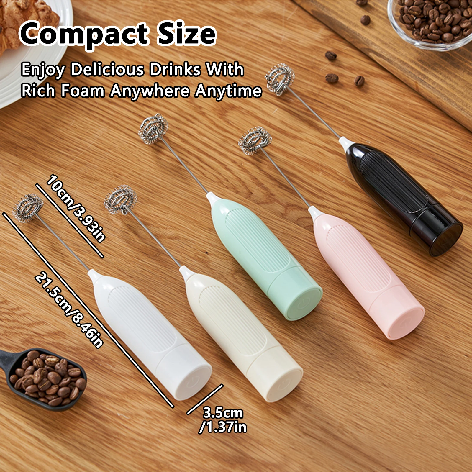 Milk Frother Handheld Electric Foam Maker Battery Powered Drink Mixer Stainless Steel Whisk for Coffee Latte Cappuccino