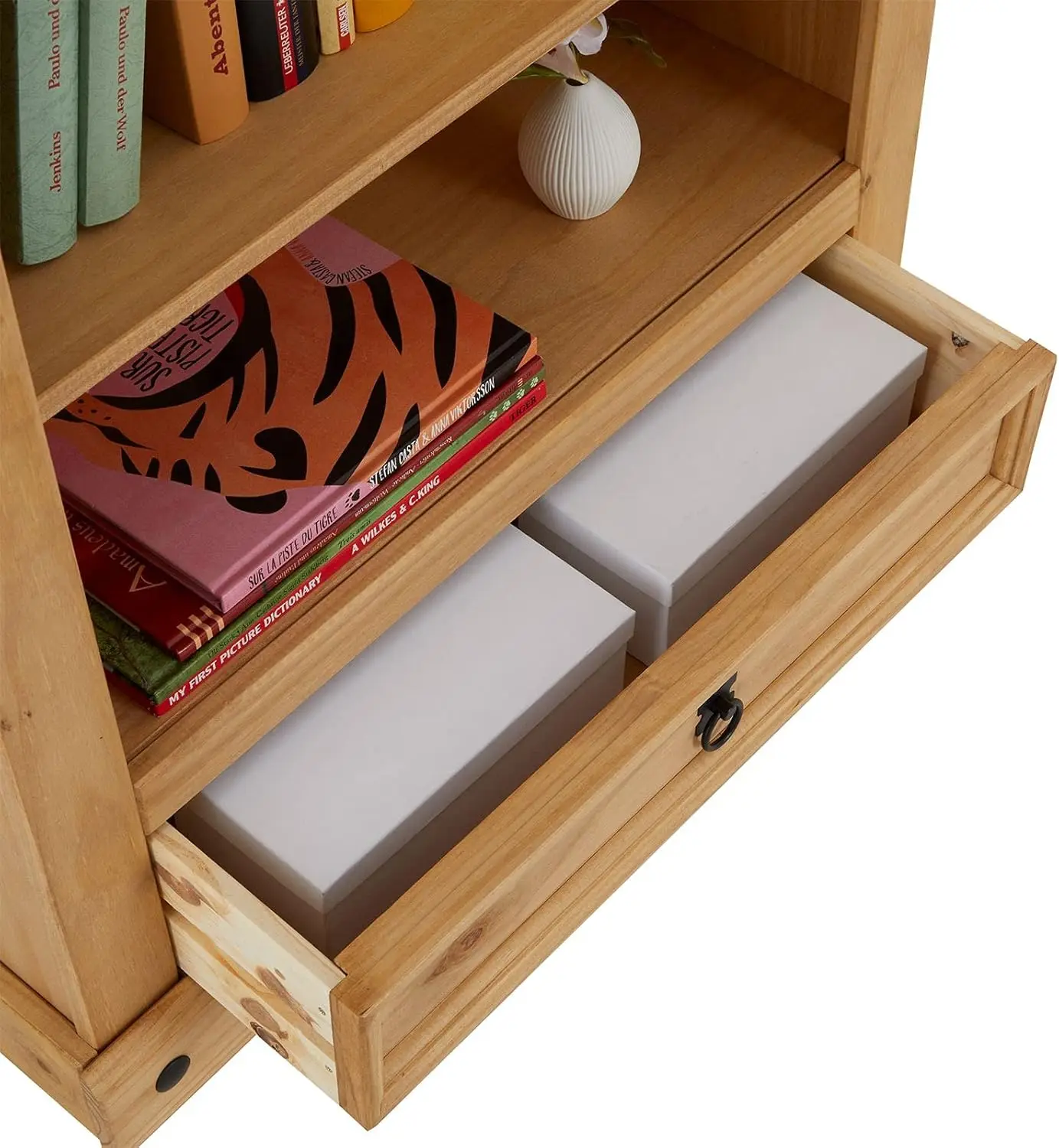 ملكي السالسا Bücherschrank Bücherregal Mexiko-Stil، كيفر ماسيف مهز، gewachst، 1 Schublade