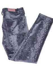 Men's Leather Pants New Snake Pattern Print PU Leather Pants Sexy Tight Trousers Thin Pencil Pants Performance Clothing