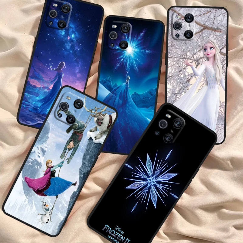 

Frozen Elsa Disney Fashion For OPPO Find X6 X5 X3 A54S A5 A94 A16 A53S A57 A74 A72 A98 A78 A96 A9 5G Black Funda Phone Case