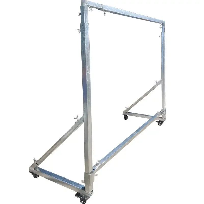 Retractable support frame with wheels Background Inkjet cloth display Retractable mobile outdoor reinforcement frame
