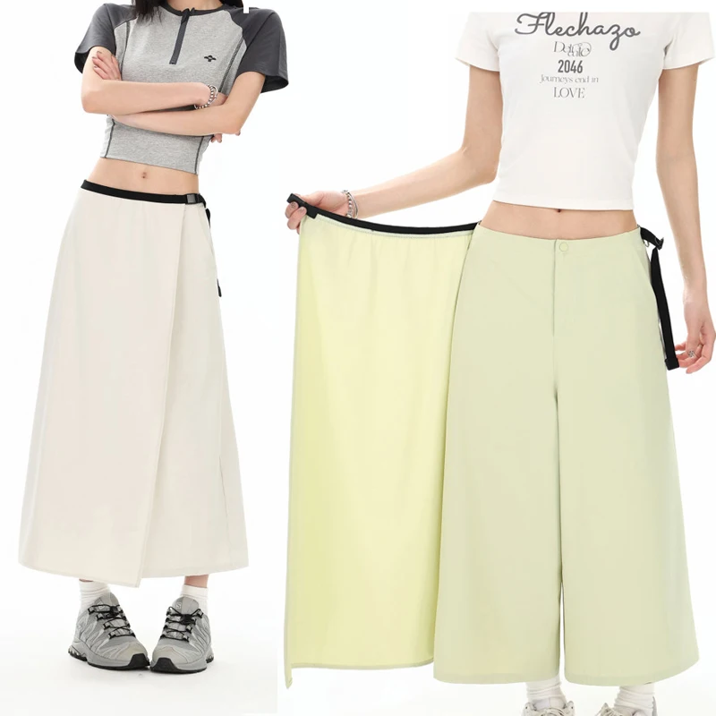 Jupe-pantalon d'été imperméable pour femme – Taille mi-haute, coupe large et ourlet asymétrique pour les activités urbaines, en extérieur et décontractées