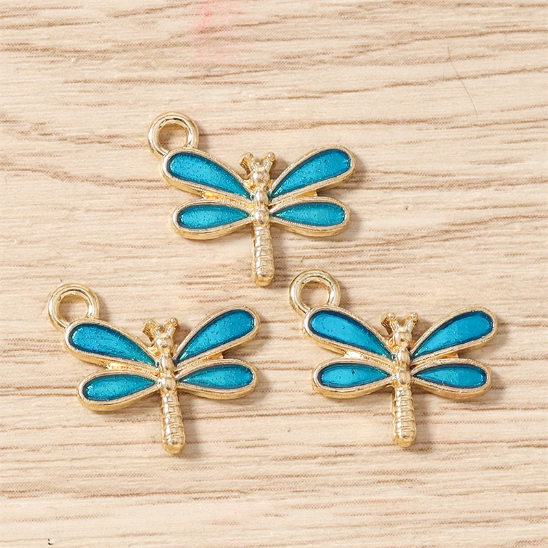 10 Stück 15 x 12 mm niedliche Emaille-Anhänger mit fliegender Libelle für die Herstellung von Halsketten, Ohrringen, Armbändern, DIY-Handwerk, Schmuckzubehör – Detail 8