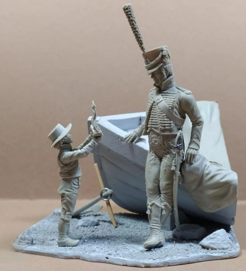 1/24 مقياس 75 مللي متر دييكاست الراتنج نموذج لجسم عدة ضابط البحرية والطفل بحار ألعاب مصغرة المفككة غير مصبوغ لتقوم بها بنفسك ديوراما