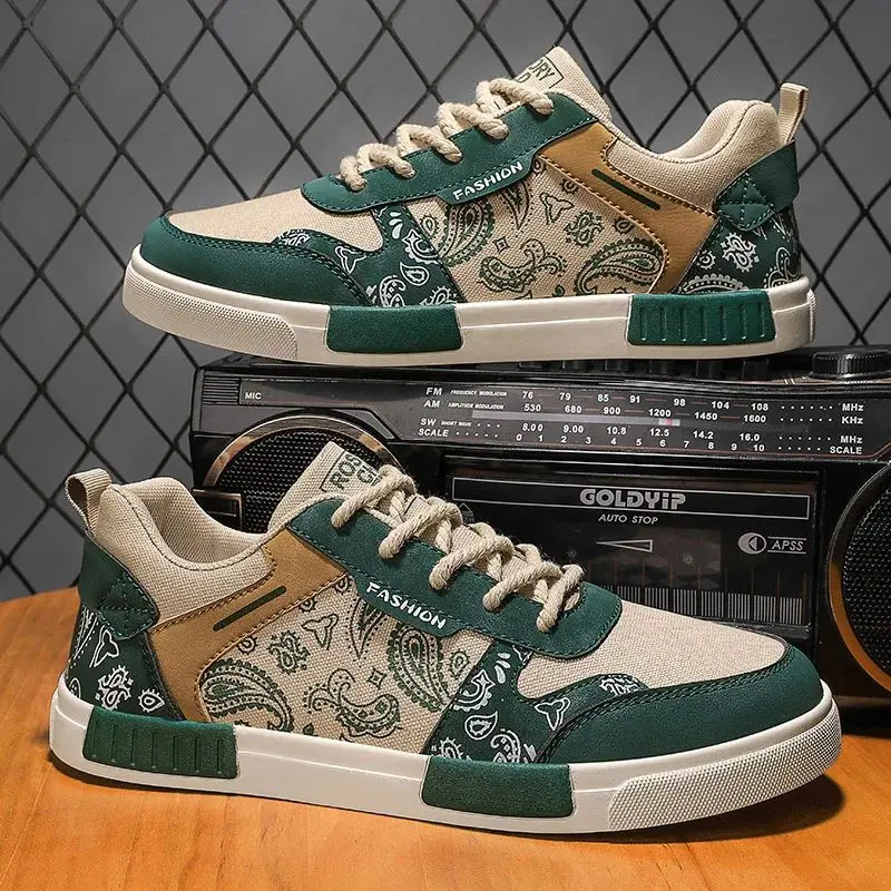 

Fashionable Laceup Men's Sneakers Non-Leather Breathable Casual Sneakers round Toe Fabric Linen up Closure Spring Autumn