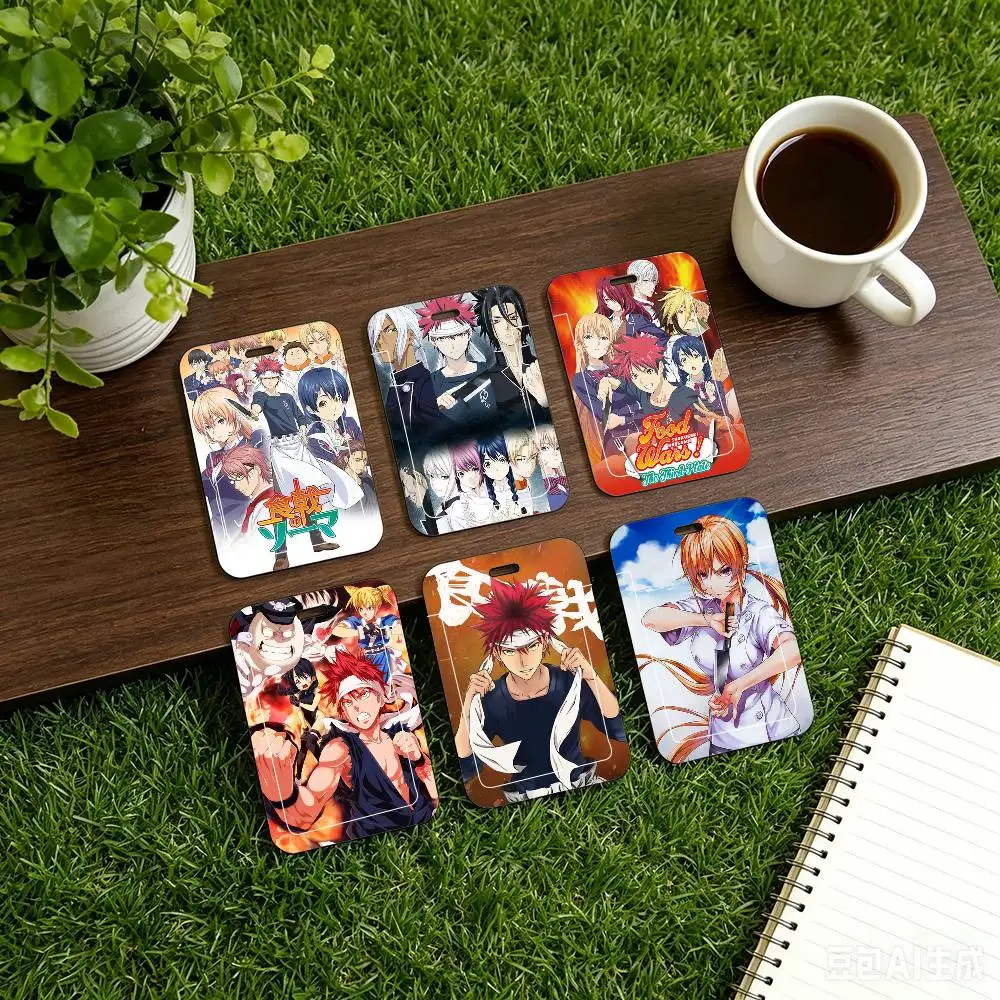 Food Wars Shokugeki No Soma - Porta Tarjetas con Cordón Negro para Tarjetas de Comida de Estudiantes y Identificaciones Escolares