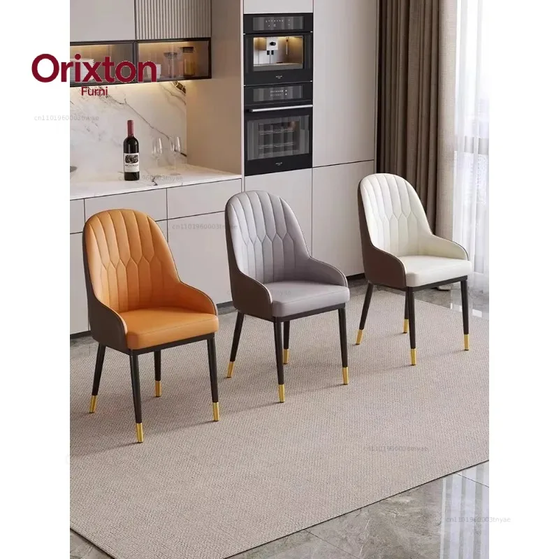 Modern Luxury Leather & Metal Dining Chair, Elegant Design for Indoor Restaurant Hotel Cafe Kitchen and Banquet Events Chairs