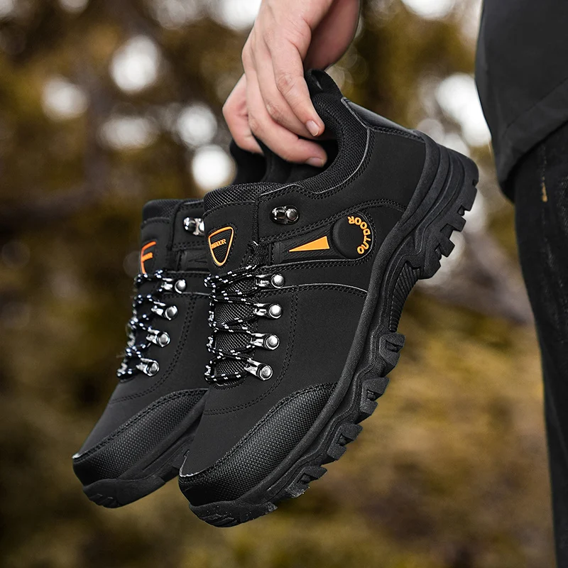 YRZL Outdoor Hiking Boots Men Waterproof Anti Skid Trekking Shoes Winter Non Slip Shoes Comfortable Durable Thick Sole Men Shoes