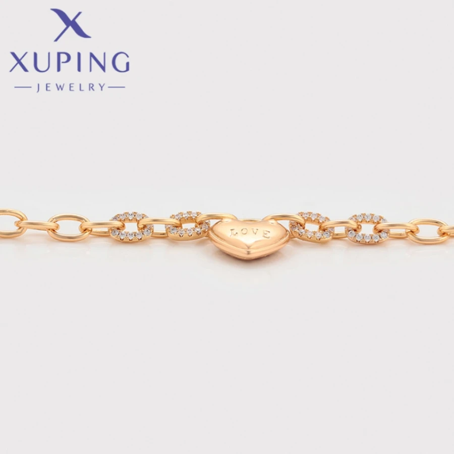 Xuping-Coração Forma Pulseiras Cor do Ouro para Mulheres Jóias de Alta Qualidade, Presentes de Festa de Natal, Nova Chegada, Moda, S00082498