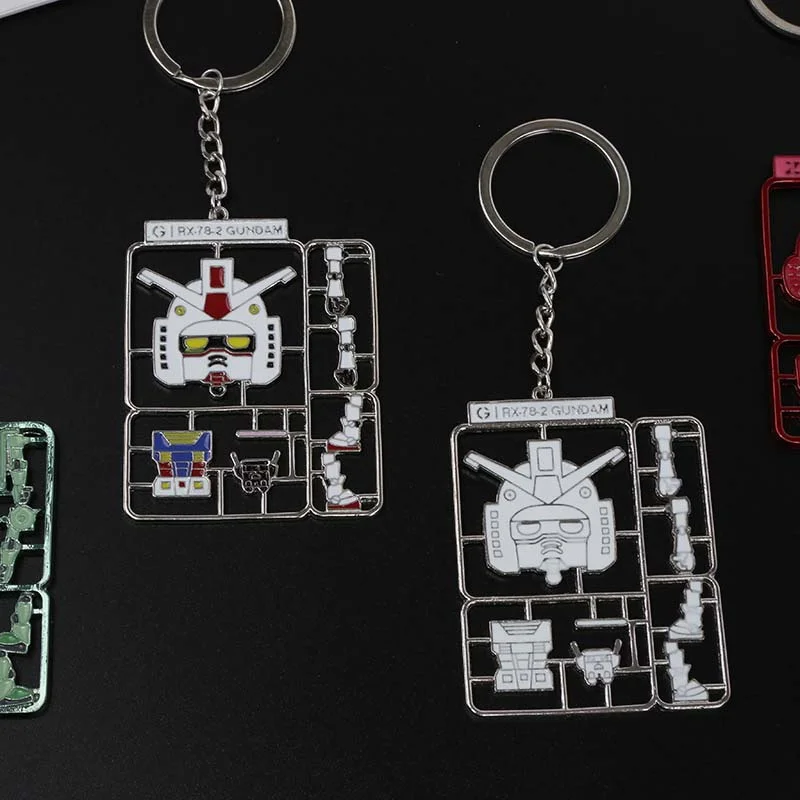 GUNDAM Metal Keychain Cartoon Fashion Hollow Out Pendant Children Backpack Decoration Anime Cool Night Glow Key Chain Kids Gift