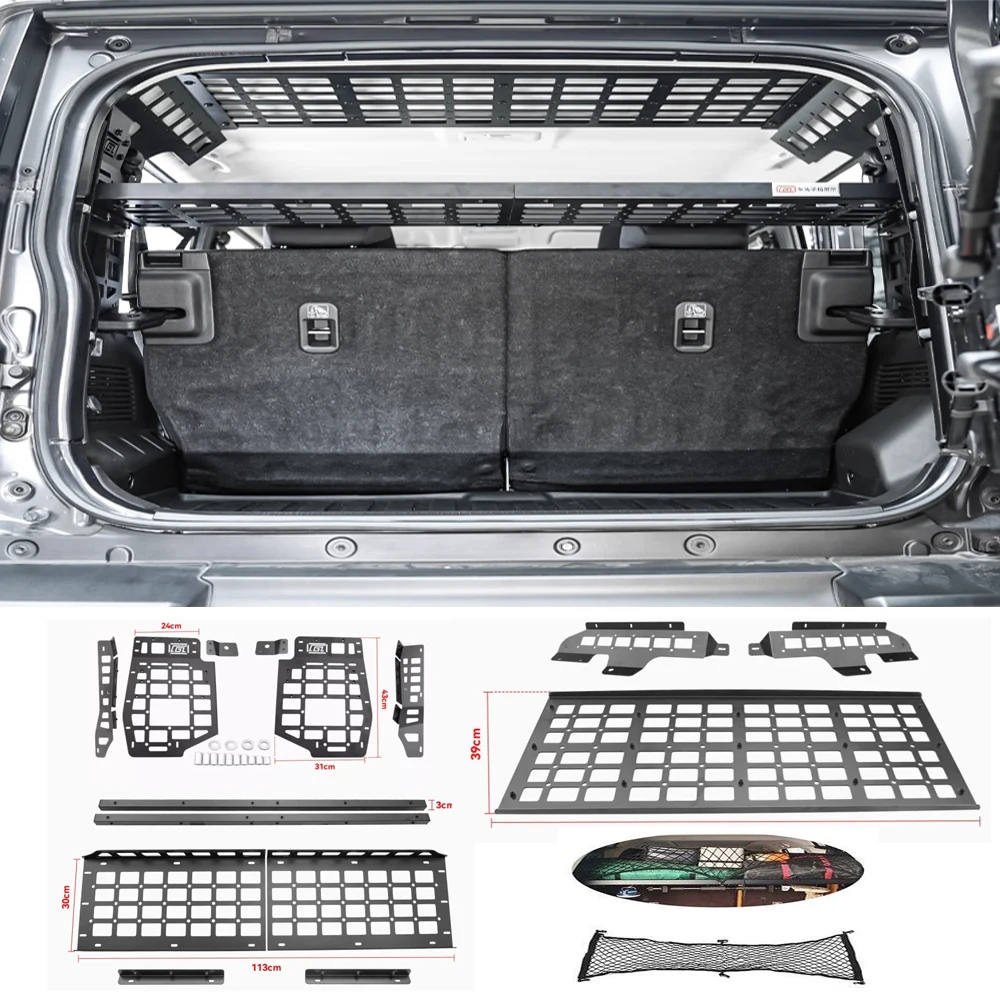For Suzuki Jimny 5-Door 2025 Heavy Duty Rear Molle Panel Trunk Expansion Shelf Offroad Overland Camping Trunk Organizer