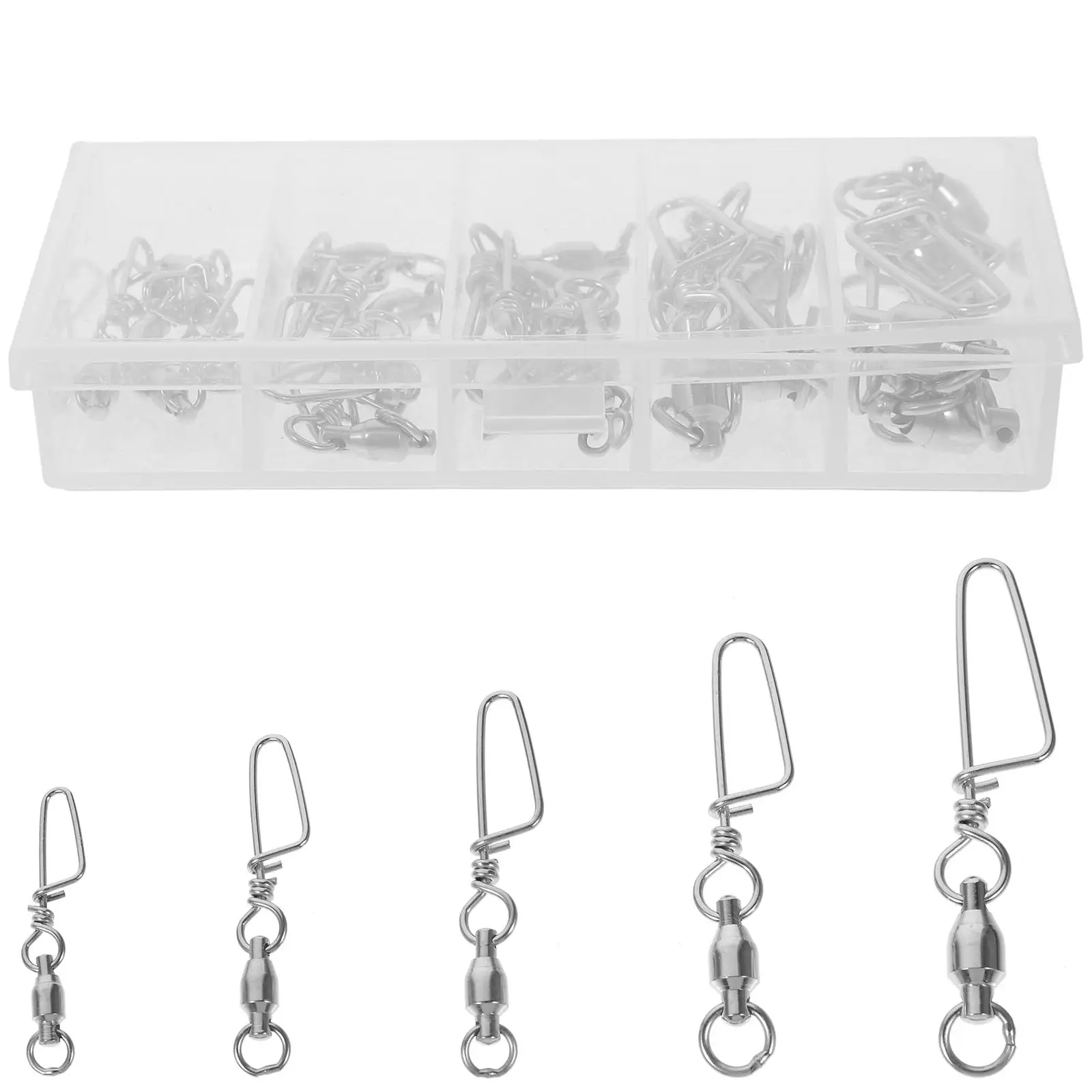 

25pcs Fishing Wire Saltwater Connector Rolling Fishing Hook Line Connector Bearing Rotating Lure Hook Tackle