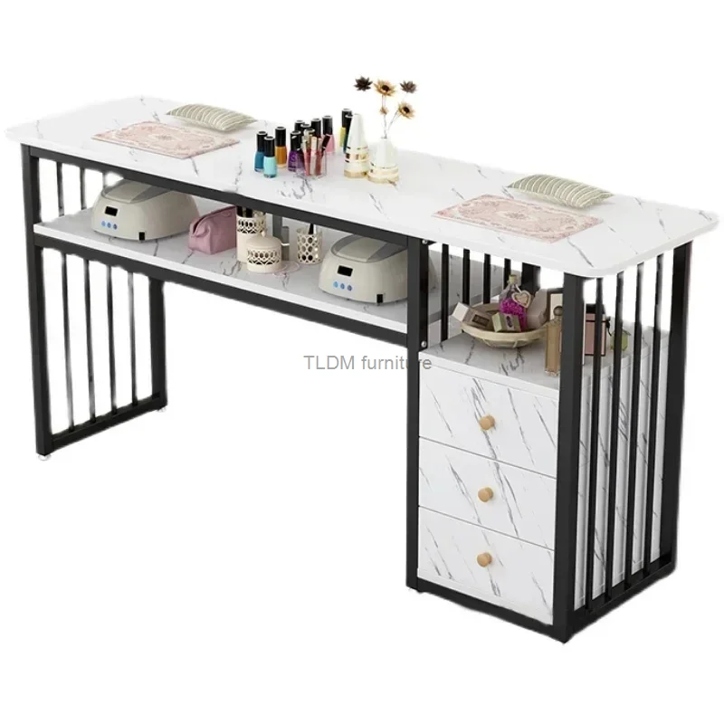 Nordic Enkele Dubbele Nagel Tafels Salon Professionele Manicure Tafel En Stoel Moderne Salon Meubels Voor Schoonheidssalon Nagel Tafel