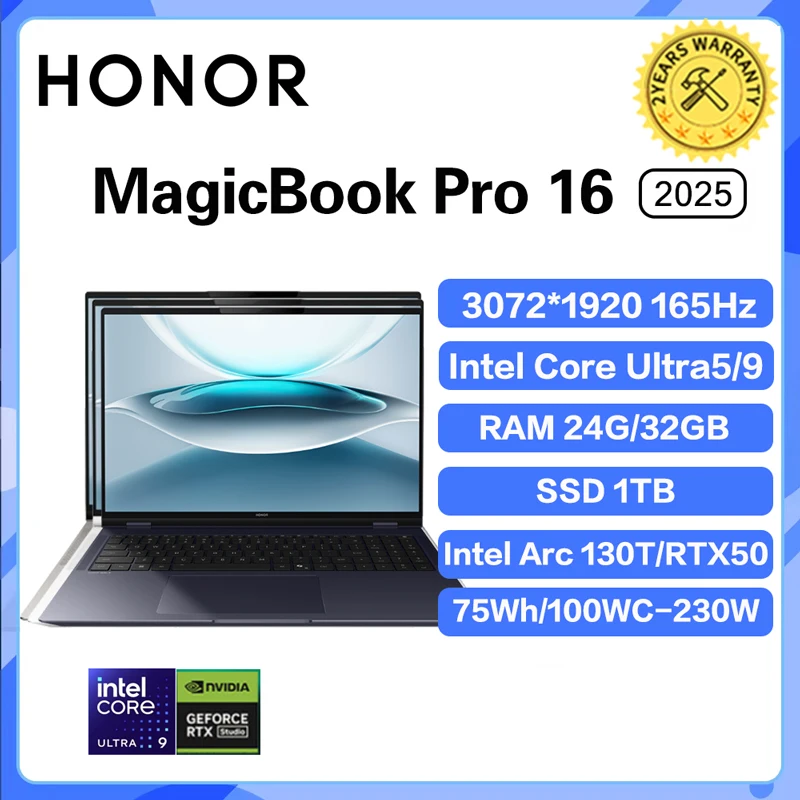 Ноутбук Honor MagicBook Pro 16 2025 Ultra5 225H/Ultra9 285H 24G/32G 1T 3,1K 165 Гц Honor, ноутбук, ультрабук, игровой компьютер Ноутбук Honor MagicBook Pro 16 2025 Ultra5 225H/Ultra9 285H 24G/32G 1T 3,1K 165 Гц Honor, ноутбук, ультрабук, игровой компьютер