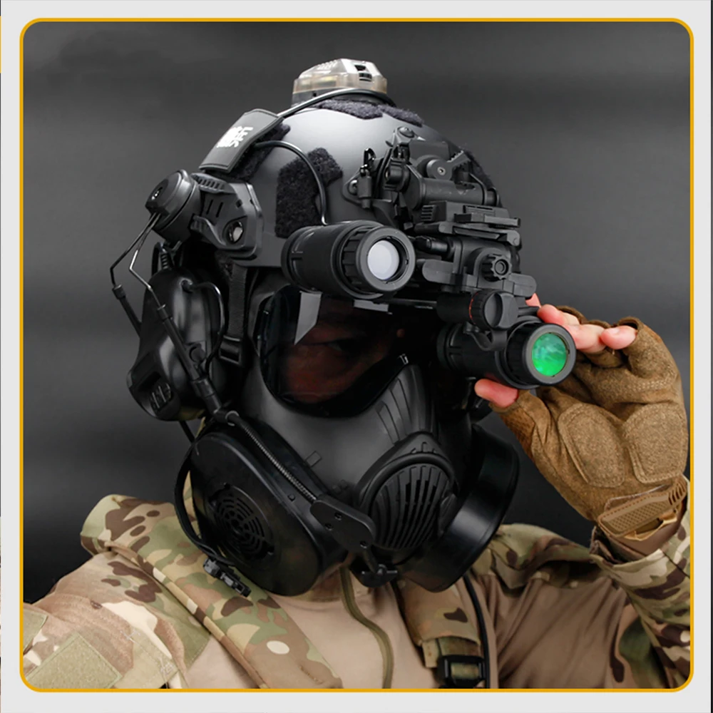 

FAST Tactical Airsoft Helmet Set with NVG Model Gas Mask Signal Light Communication Headset for CS Hunting paintball Shooting