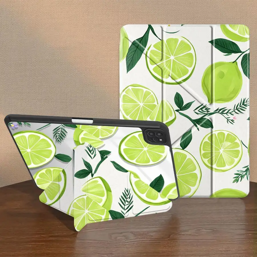Tablet Case For iPad 12th 9th Pro M4 13 2025 2026 Mini 7 6 5 10th Gen 11th Air 8 M2 M3 3 With Pen Slot Cover Lime Slice Green