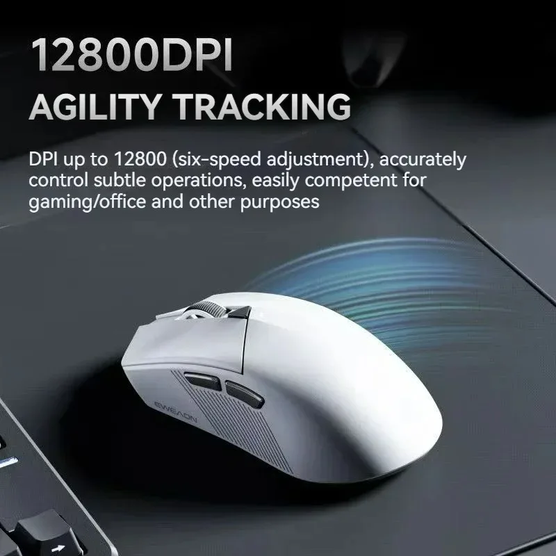 EWEADN GS01 Lightweight Wireless Gaming Mouse, DPI12000, Triple-Mode Connectivity (BT, 2.4GHz Wireless, Wired) , Work, Gaming