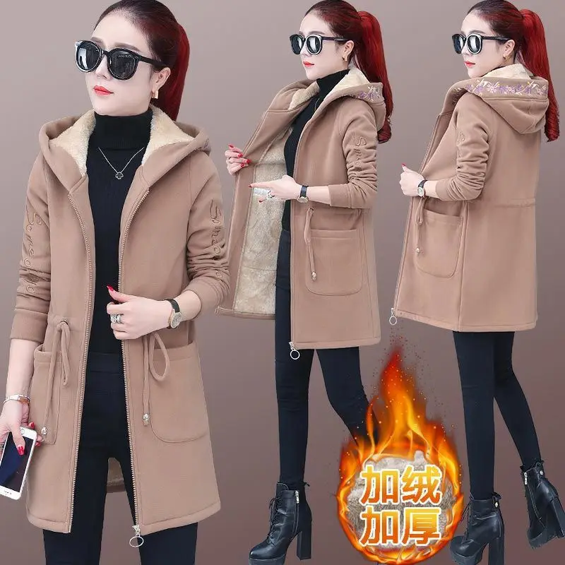 2023 korean Lamb plush coat Fall winter Plush famale jacket Women hoodie thick velvet Hooded Tops bulk items sweatshirt clothes