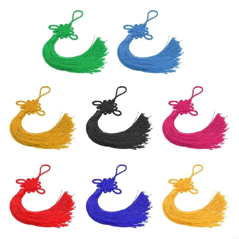 Chinese Knot with Tassels Festival Knot Pendant Ornament Handmade Chinese Knotting Cord for Home Office Car Decorations