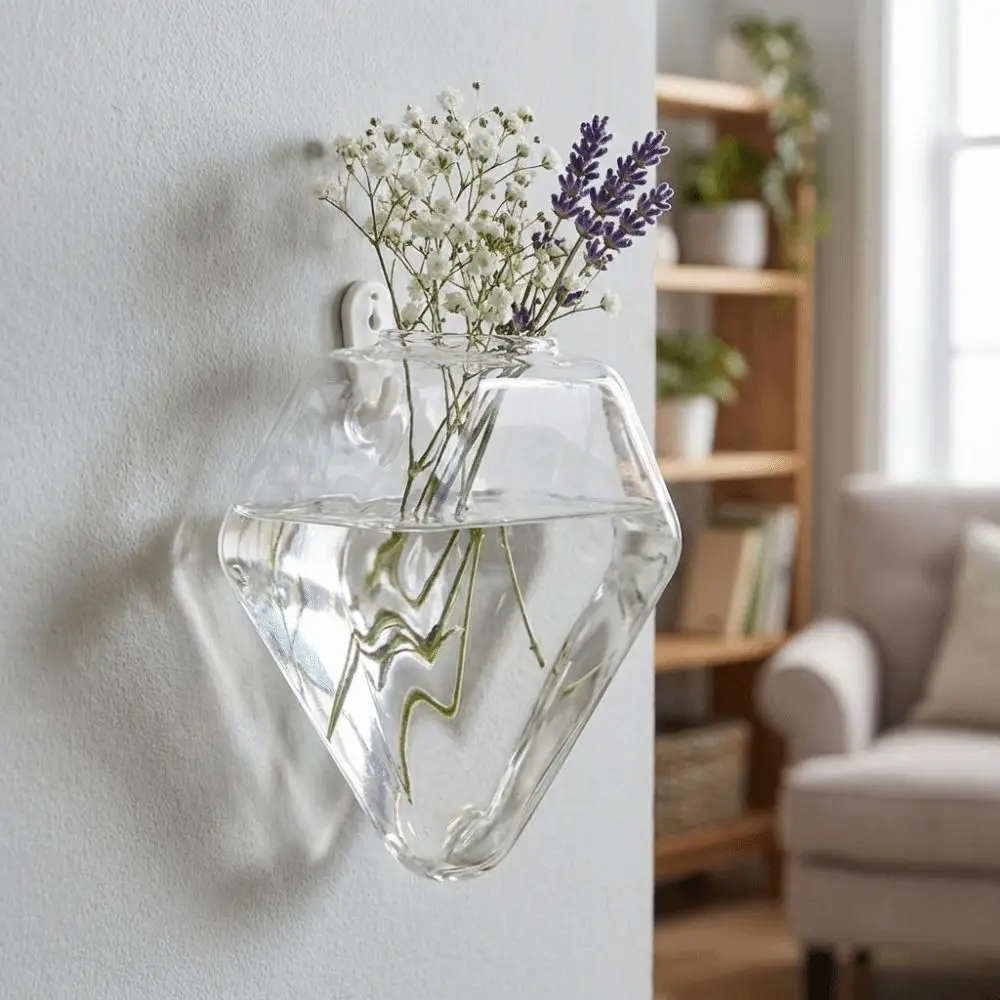 Irregular Shape Hydroponic Vase Transparent Wall Mounted Glass Vase Glass Crafts Plant Propagation Wall Hanging Vase