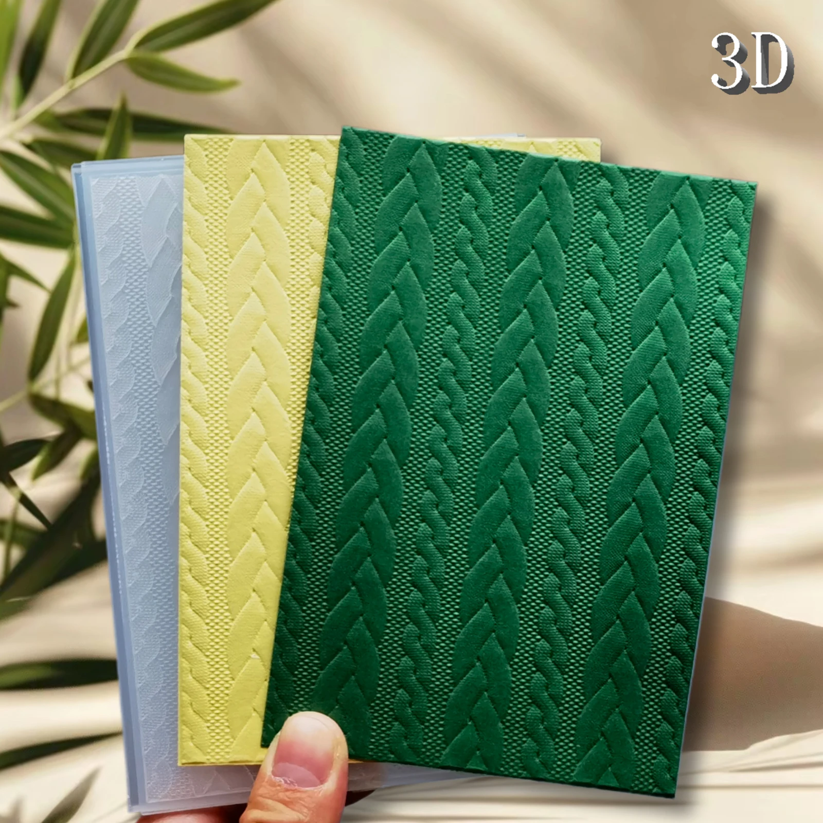 1pc newly arrived 3D embossing folder - natural woven rattan texture background, convenient embossing for making cards and scrap view 5