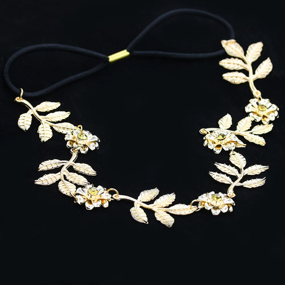 

Baroque Floral Rhinestone Headband Leaf Flower Pattern Alloy Hair Hair Clasp Hair Band Hair Accessories for Women