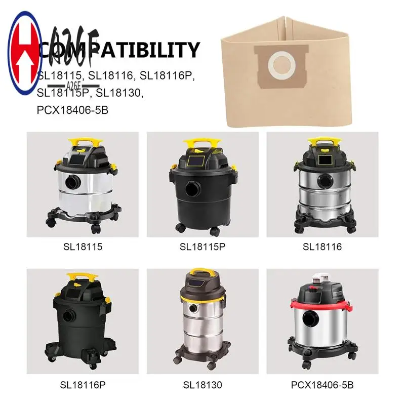 

A26F-19-3100 Вакуумные мешки, совместимые с пылесосами Stanley от 5 до 6 галлонов для влажной и сухой уборки, одноразовые и многоразовые