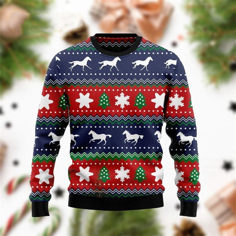 

Christmas Men's Sweatshirts Santa Claus Eagle Animal Graphic Long Sleeve Ugly Sweater Casual Boy Pullovers Xmas Tracksuit Tops