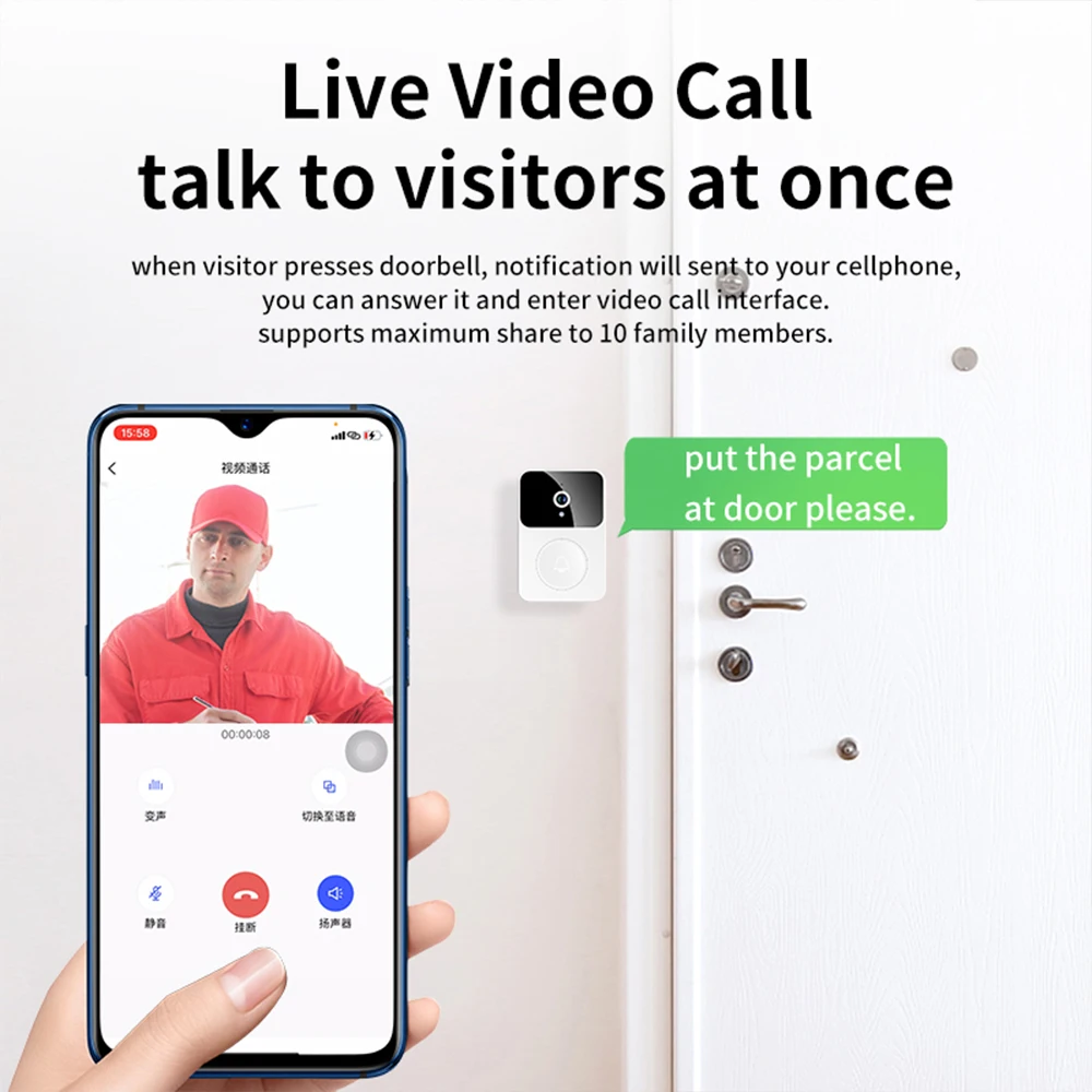 X9 Video Doorbell Visual Voice Real-time Intercom Chime VGA Night Vision IP Camera WiFi Smart Alarm Door Bell For Home Security