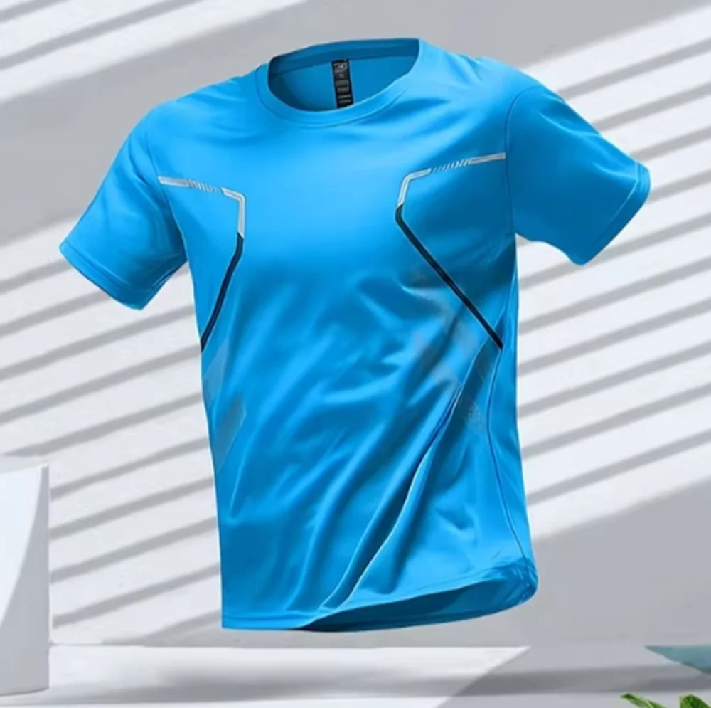 Men\'s T-shirts Sports Running T-shirt Color Block Men Quick-drying Breathable Short Sleeve Round Neck Active Tee Outdoor Workout